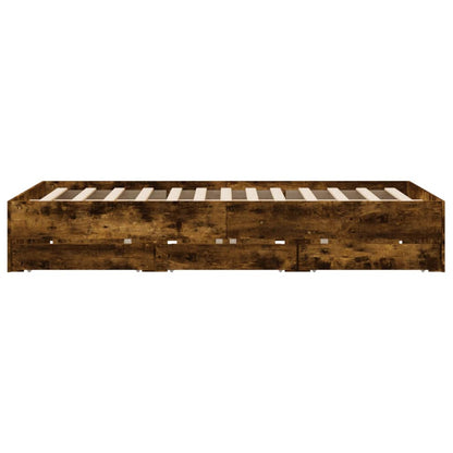vidaXL Bed Frame with Drawers without Mattress Smoked Oak 140x190 cm