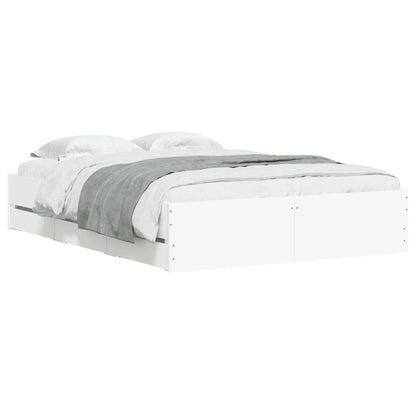 vidaXL Bed Frame with Drawers without Mattress White 135x190 cm Double