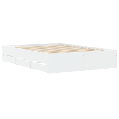 vidaXL Bed Frame with Drawers without Mattress White 135x190 cm Double