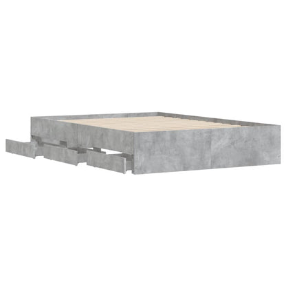 vidaXL Bed Frame with Drawers without Mattress Concrete Grey 135x190 cm Double