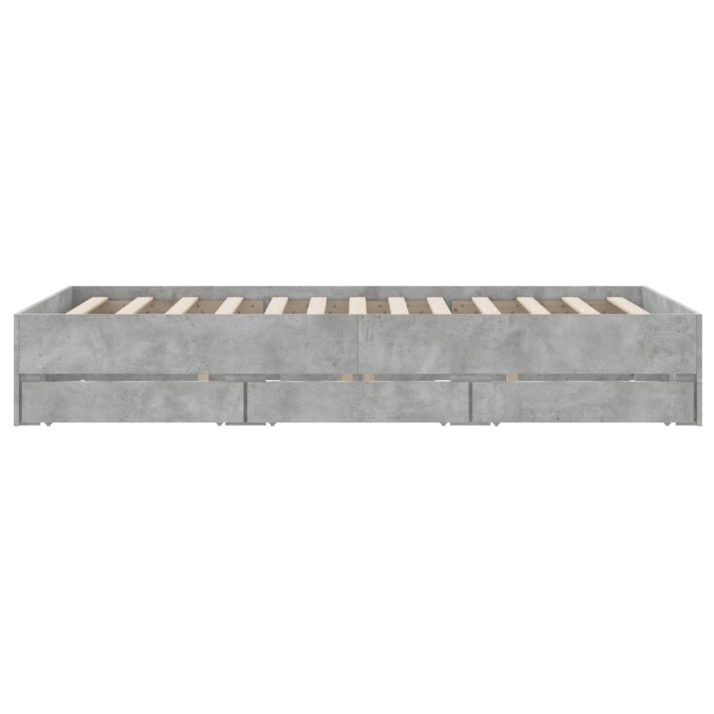 vidaXL Bed Frame with Drawers without Mattress Concrete Grey 135x190 cm Double