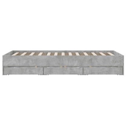 vidaXL Bed Frame with Drawers without Mattress Concrete Grey 135x190 cm Double