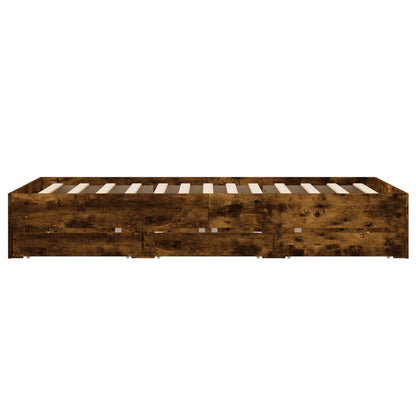 vidaXL Bed Frame with Drawers without Mattress Smoked Oak 135x190 cm Double