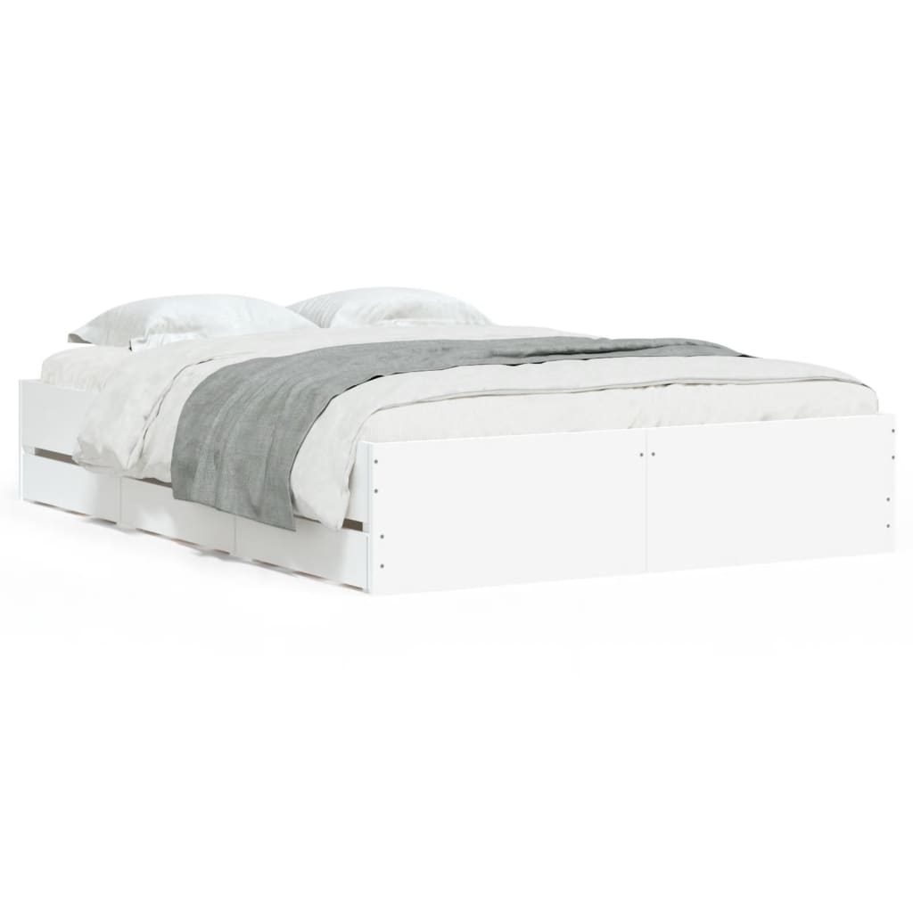 vidaXL Bed Frame with Drawers without Mattress White 120x190 cm Small Double