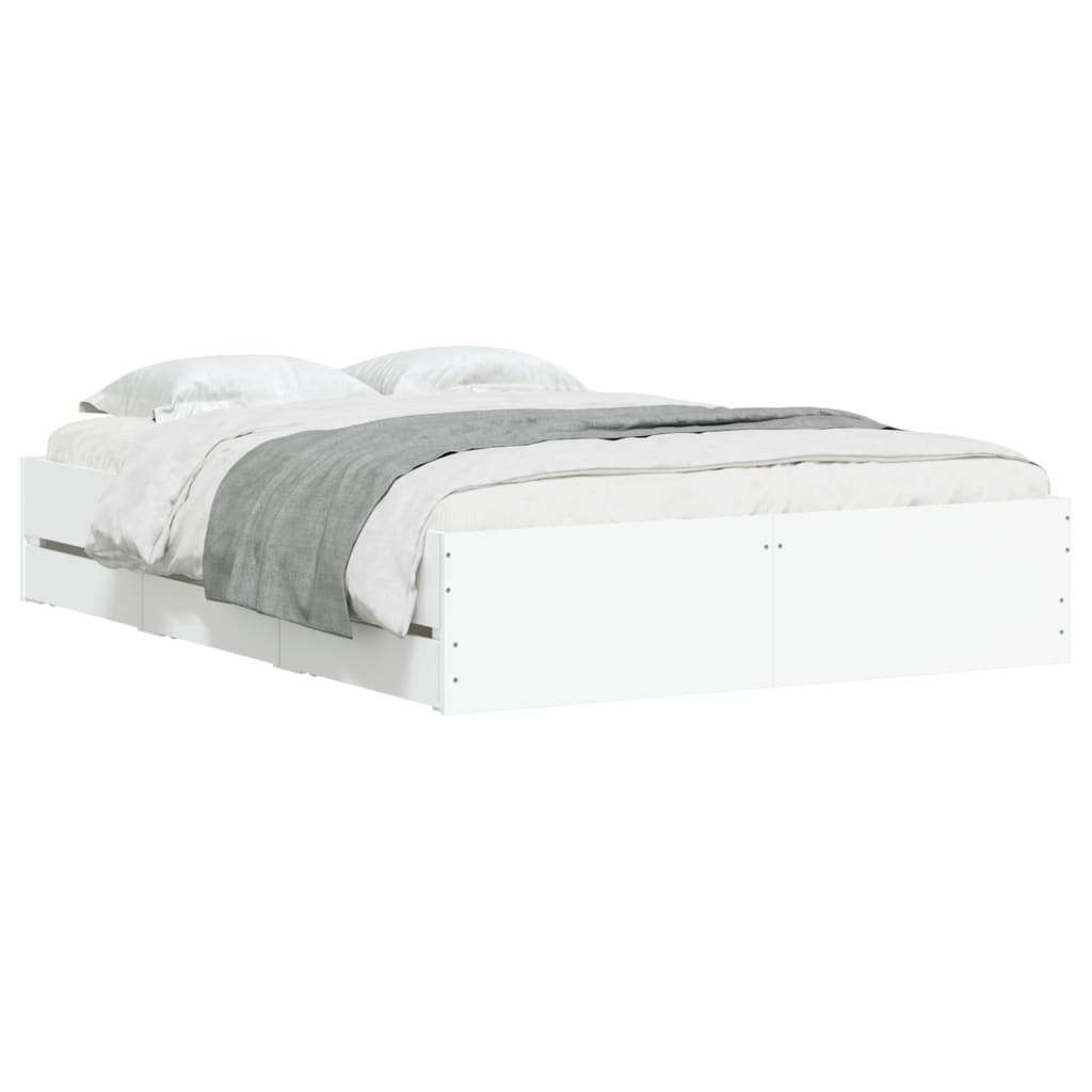 vidaXL Bed Frame with Drawers without Mattress White 120x190 cm Small Double