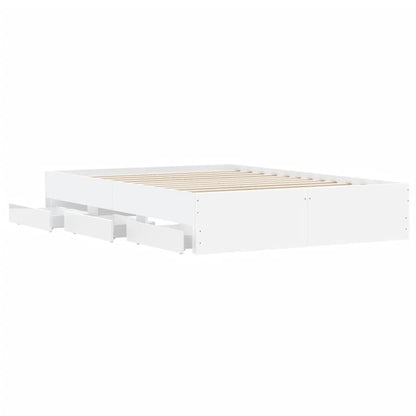 vidaXL Bed Frame with Drawers without Mattress White 120x190 cm Small Double