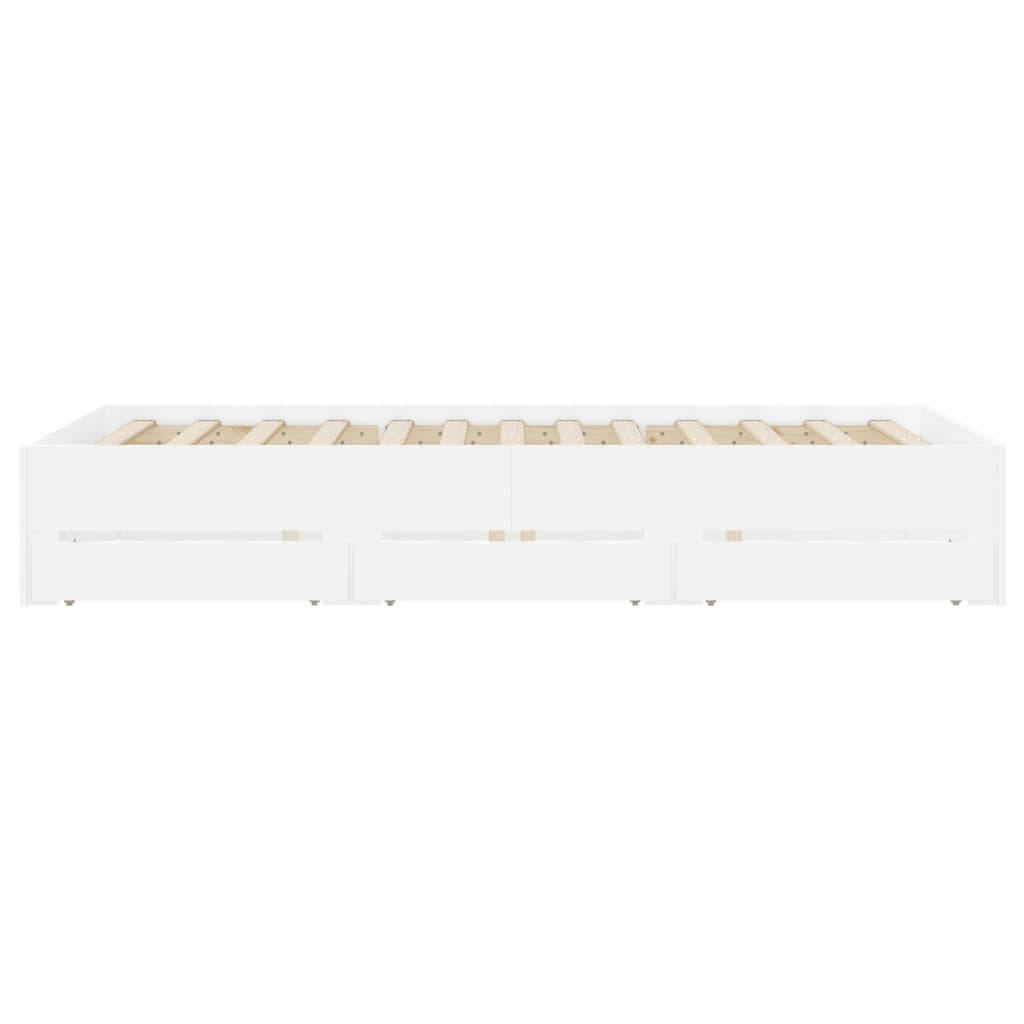 vidaXL Bed Frame with Drawers without Mattress White 120x190 cm Small Double