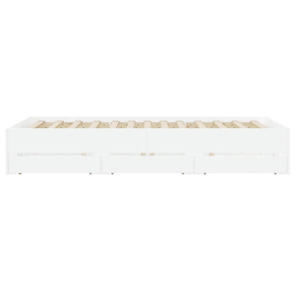 vidaXL Bed Frame with Drawers without Mattress White 120x190 cm Small Double