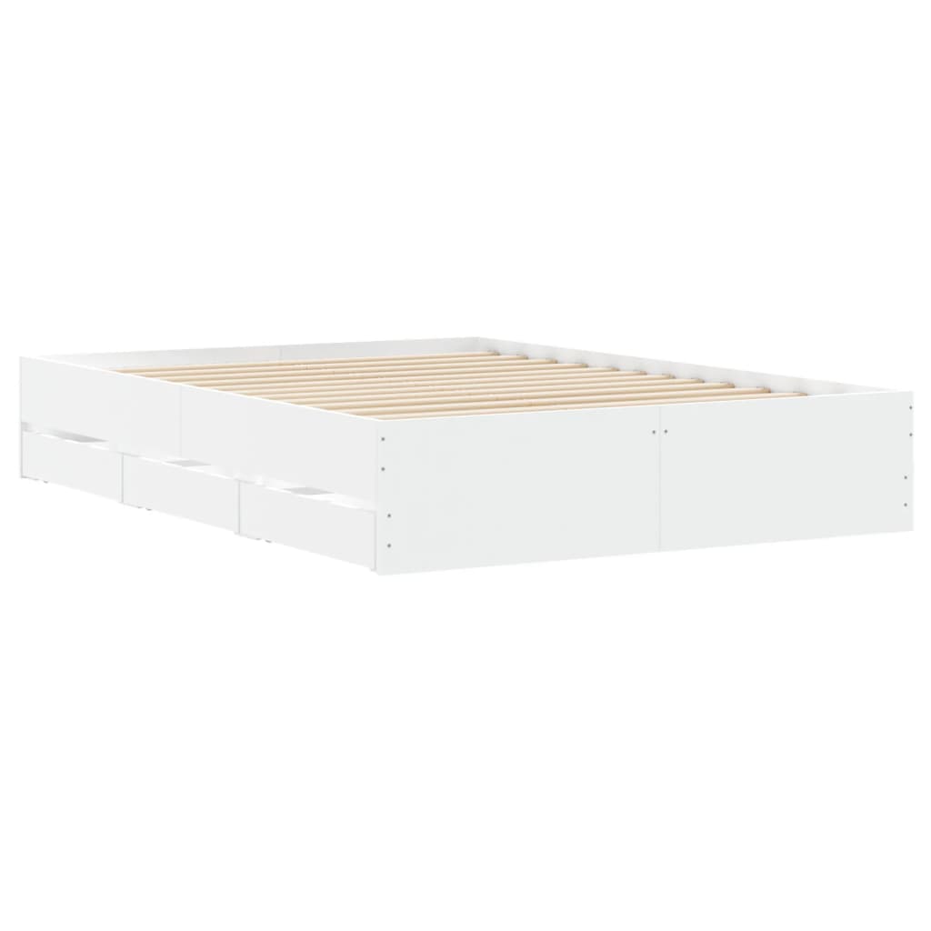 vidaXL Bed Frame with Drawers without Mattress White 120x190 cm Small Double