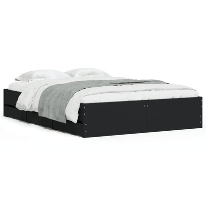 vidaXL Bed Frame with Drawers without Mattress Black 120x190 cm Small Double