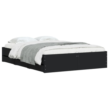 vidaXL Bed Frame with Drawers without Mattress Black 120x190 cm Small Double