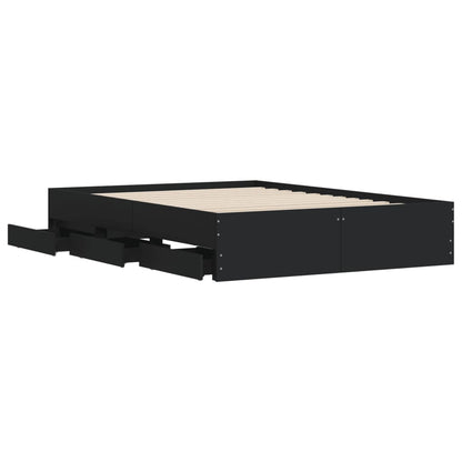 vidaXL Bed Frame with Drawers without Mattress Black 120x190 cm Small Double