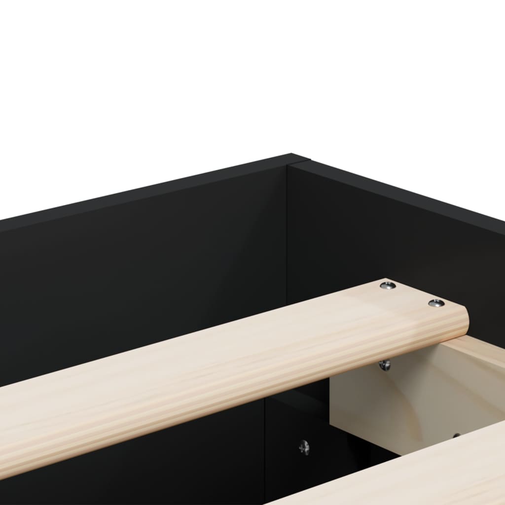 vidaXL Bed Frame with Drawers without Mattress Black 120x190 cm Small Double