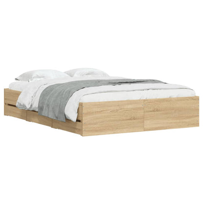 vidaXL Bed Frame with Drawers without Mattress Sonoma Oak 120x190 cm Small Double