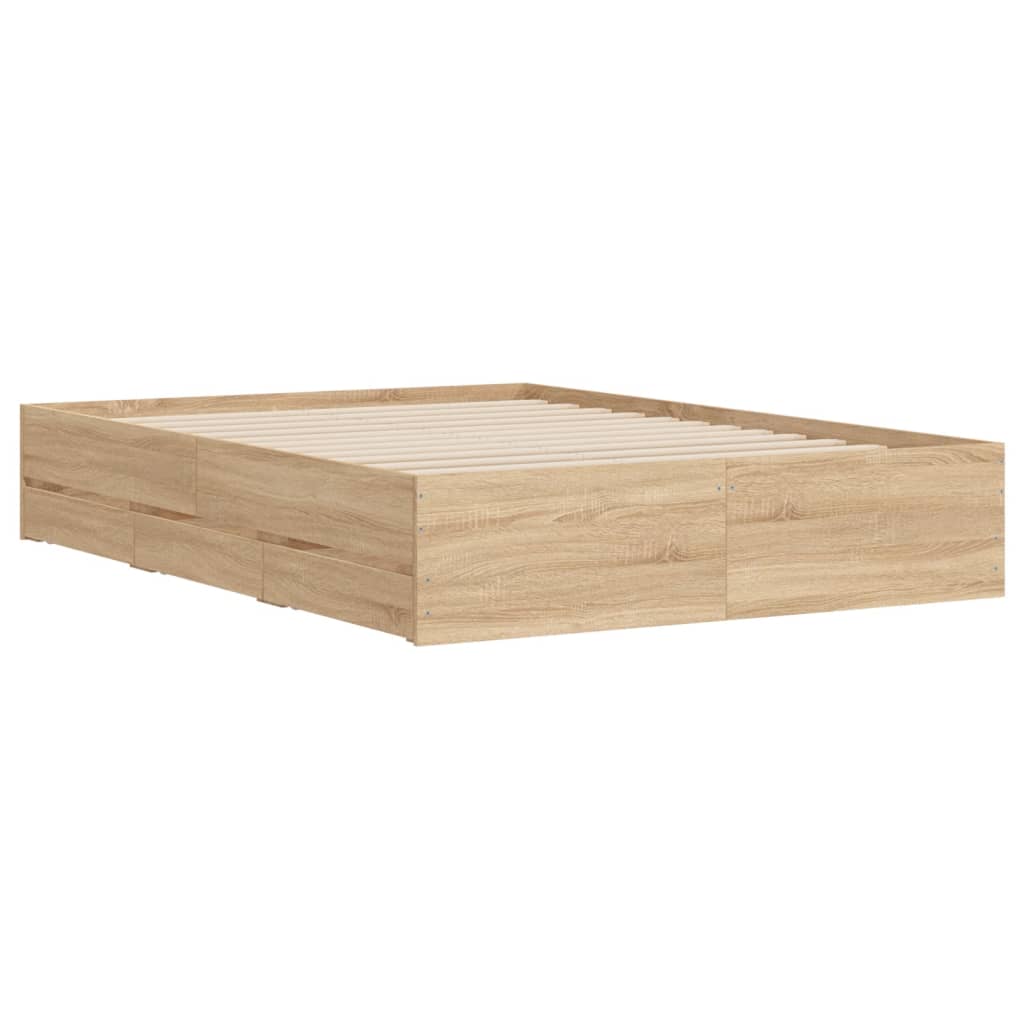 vidaXL Bed Frame with Drawers without Mattress Sonoma Oak 120x190 cm Small Double