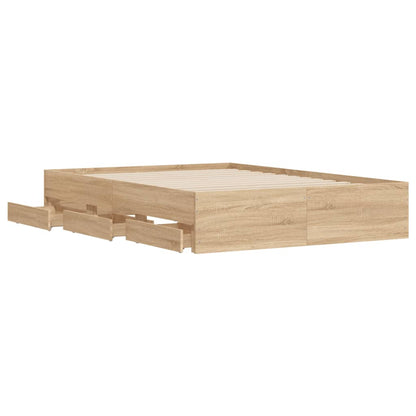 vidaXL Bed Frame with Drawers without Mattress Sonoma Oak 120x190 cm Small Double