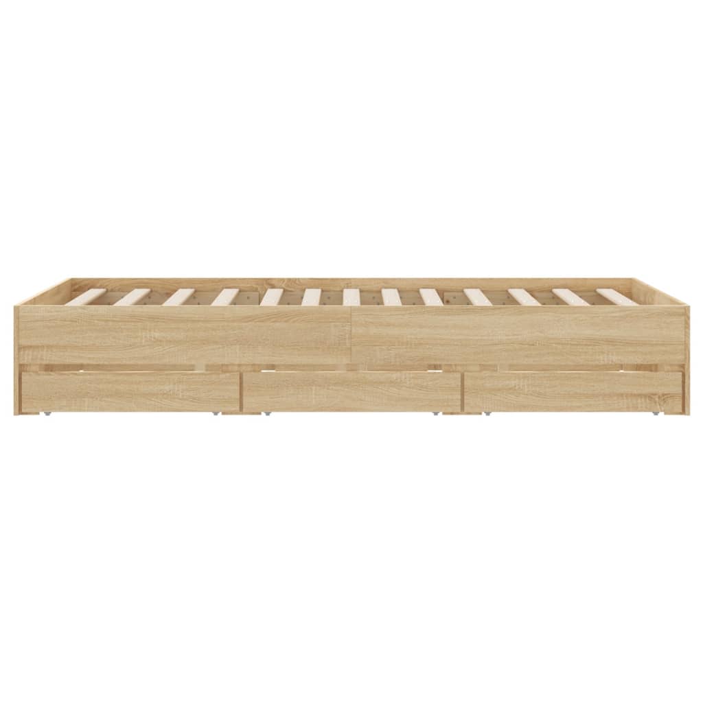 vidaXL Bed Frame with Drawers without Mattress Sonoma Oak 120x190 cm Small Double