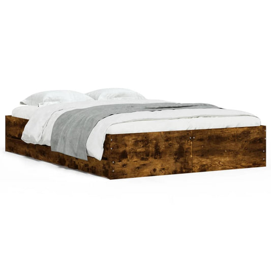 vidaXL Bed Frame with Drawers without Mattress Smoked Oak 120x190 cm Small Double