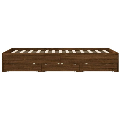 vidaXL Bed Frame with Drawers without Mattress Brown Oak 120x190 cm Small Double