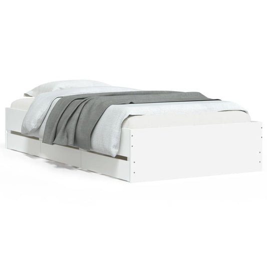 vidaXL Bed Frame with Drawers without Mattress White 90x190 cm Single