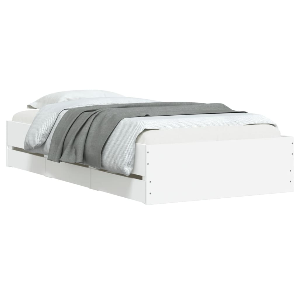 vidaXL Bed Frame with Drawers without Mattress White 90x190 cm Single