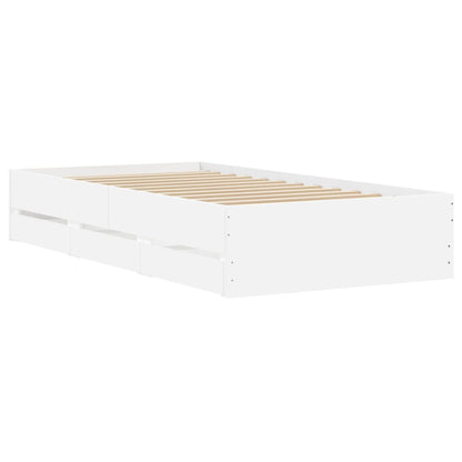 vidaXL Bed Frame with Drawers without Mattress White 90x190 cm Single