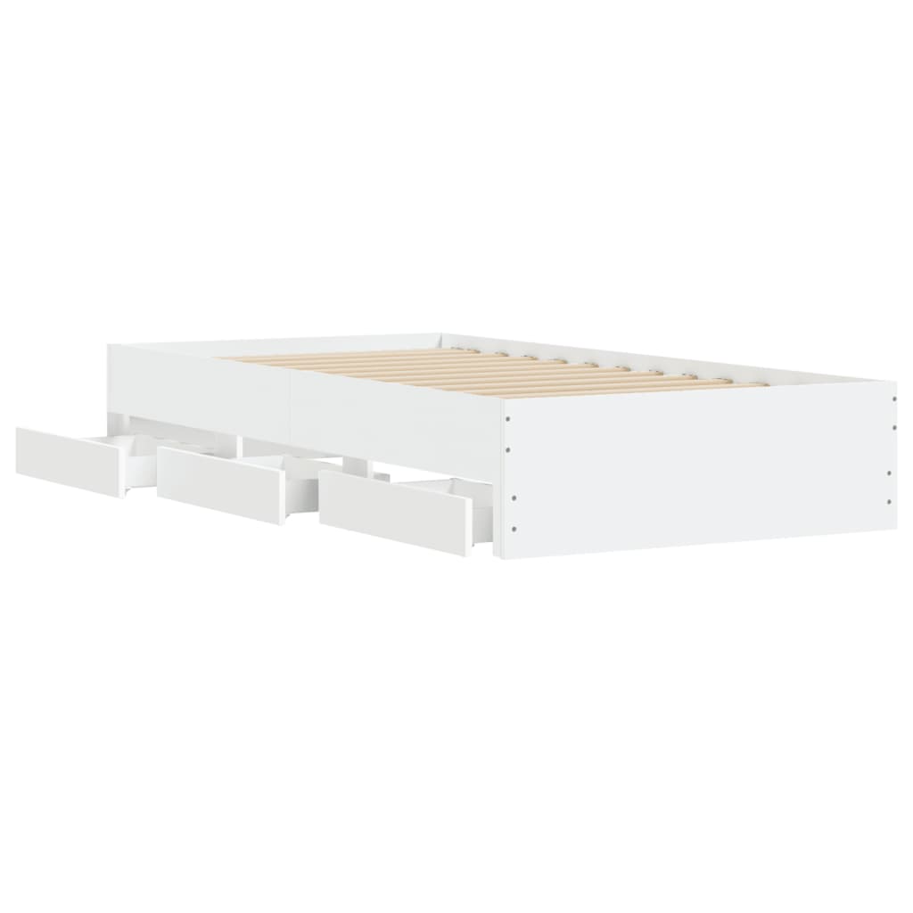vidaXL Bed Frame with Drawers without Mattress White 90x190 cm Single