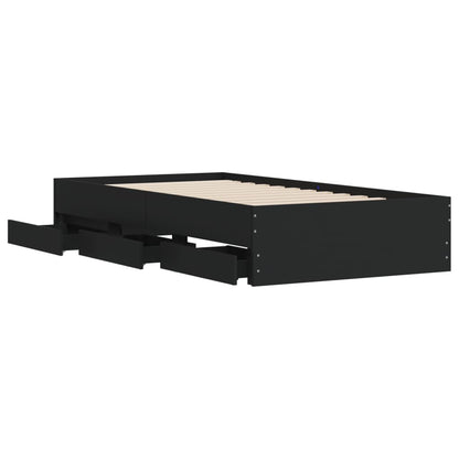 vidaXL Bed Frame with Drawers without Mattress Black 90x190 cm Single