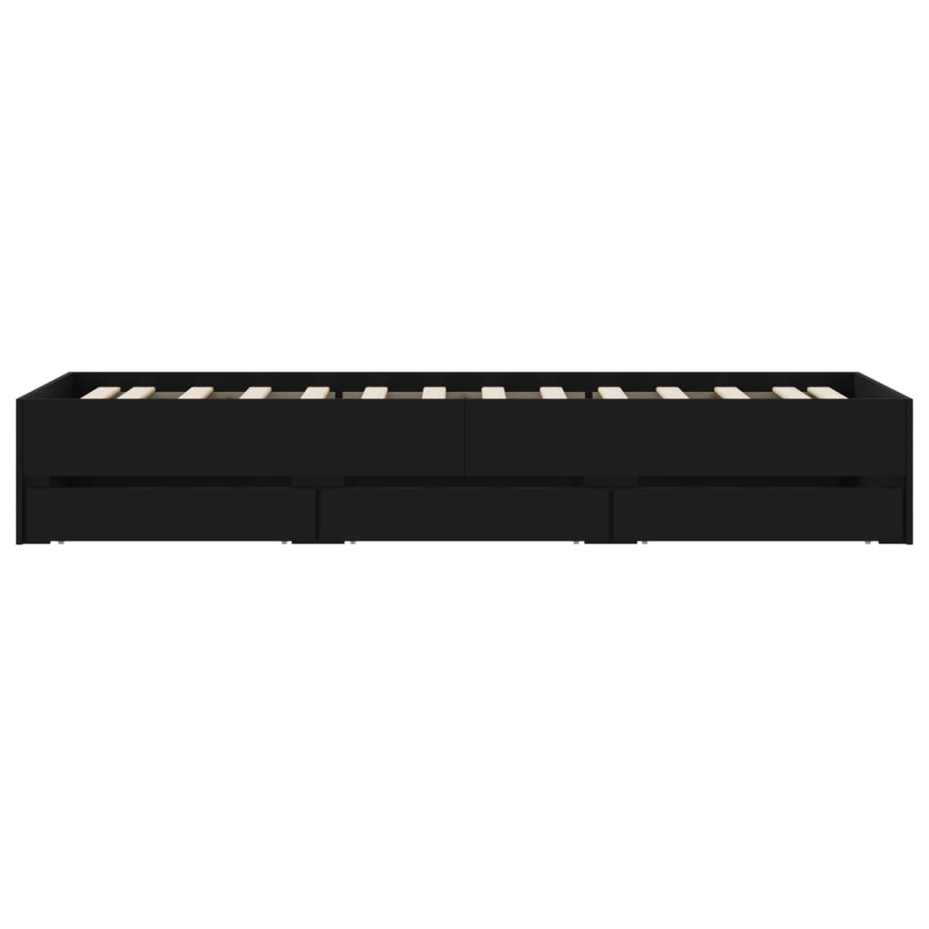 vidaXL Bed Frame with Drawers without Mattress Black 90x190 cm Single