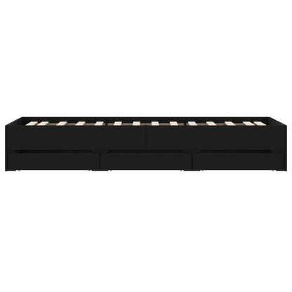 vidaXL Bed Frame with Drawers without Mattress Black 90x190 cm Single