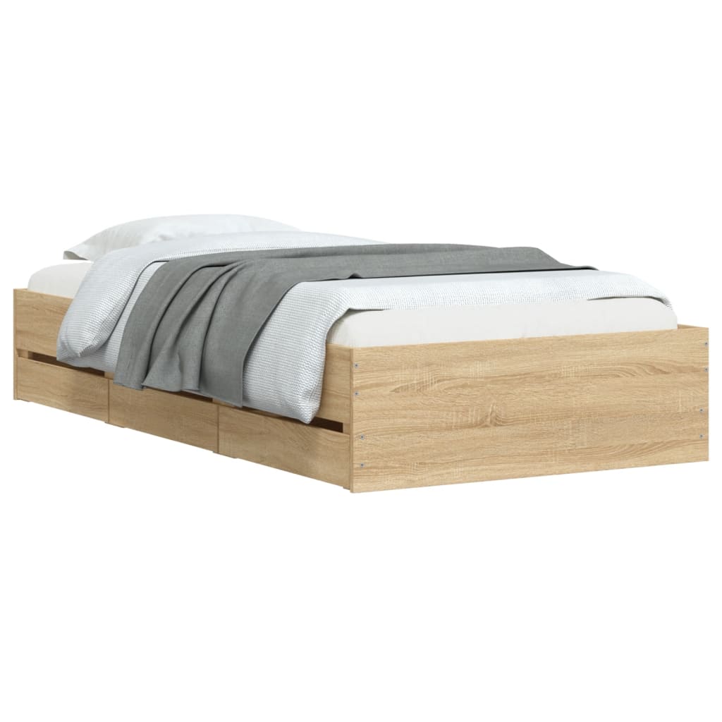 vidaXL Bed Frame with Drawers without Mattress Sonoma Oak 90x190 cm Single