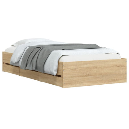 vidaXL Bed Frame with Drawers without Mattress Sonoma Oak 90x190 cm Single