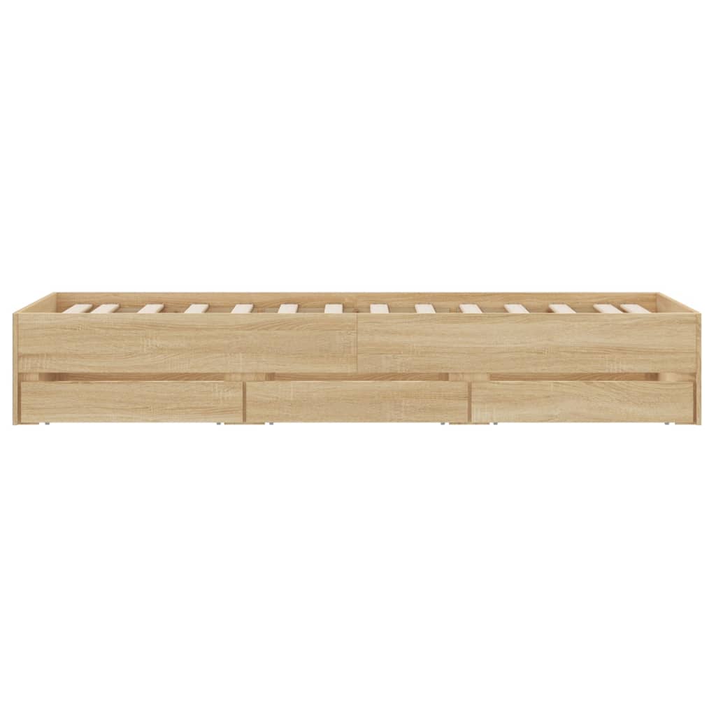 vidaXL Bed Frame with Drawers without Mattress Sonoma Oak 90x190 cm Single