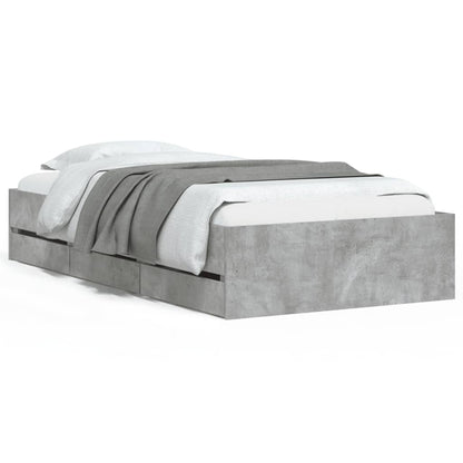 vidaXL Bed Frame with Drawers without Mattress Concrete Grey 90x190 cm Single