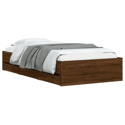 vidaXL Bed Frame with Drawers without Mattress Brown Oak 90x190 cm Single