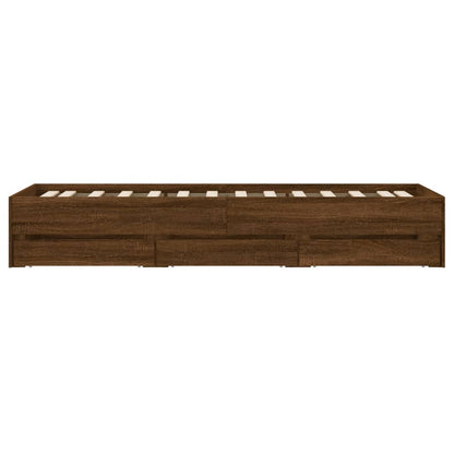 vidaXL Bed Frame with Drawers without Mattress Brown Oak 90x190 cm Single
