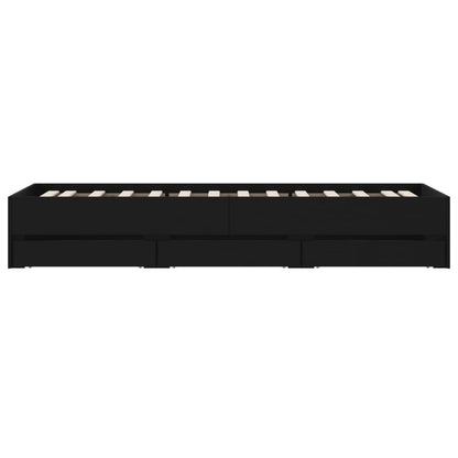 vidaXL Bed Frame with Drawers without Mattress Black 75x190 cm Small Single
