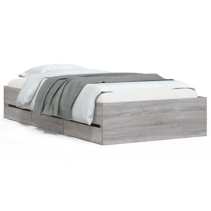 vidaXL Bed Frame with Drawers without Mattress Grey Sonoma 75x190 cm Small Single