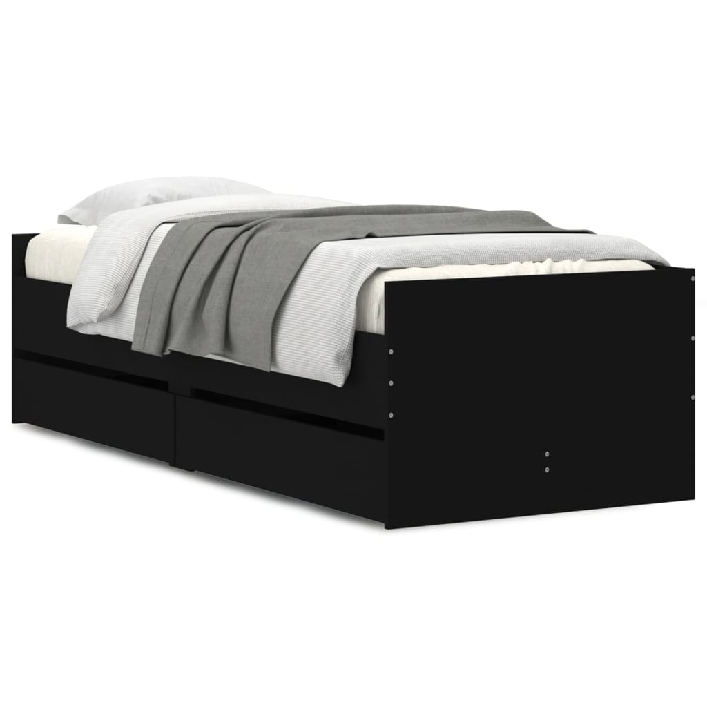 vidaXL Bed Frame | Black | Engineered wood | Single | Bed | Rectangular | Modern