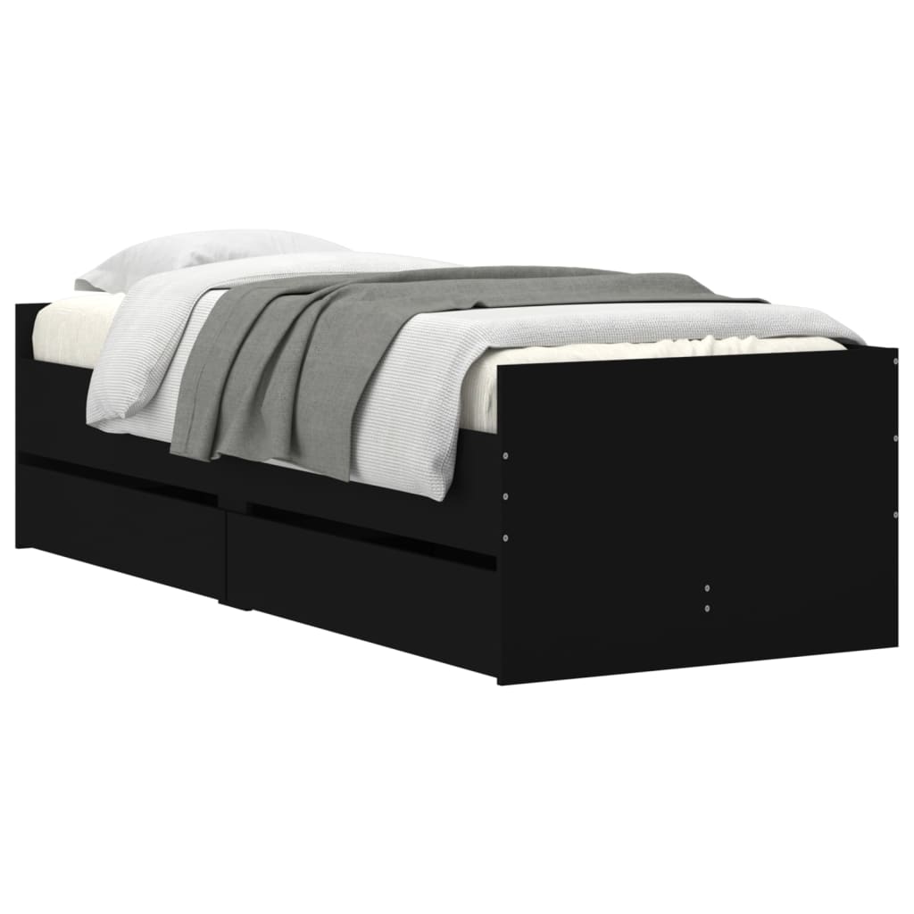 vidaXL Bed Frame | Black | Engineered wood | Single | Bed | Rectangular | Modern