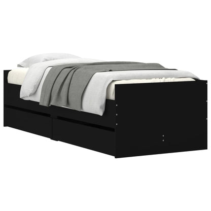 vidaXL Bed Frame | Black | Engineered wood | Single | Bed | Rectangular | Modern