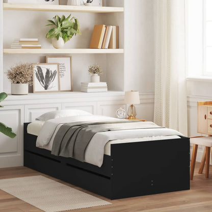 vidaXL Bed Frame | Black | Engineered wood | Single | Bed | Rectangular | Modern
