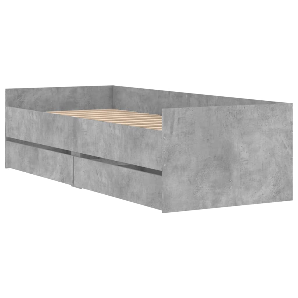 vidaXL Bed Frame with Drawers without Mattress Concrete Grey 100x200 cm