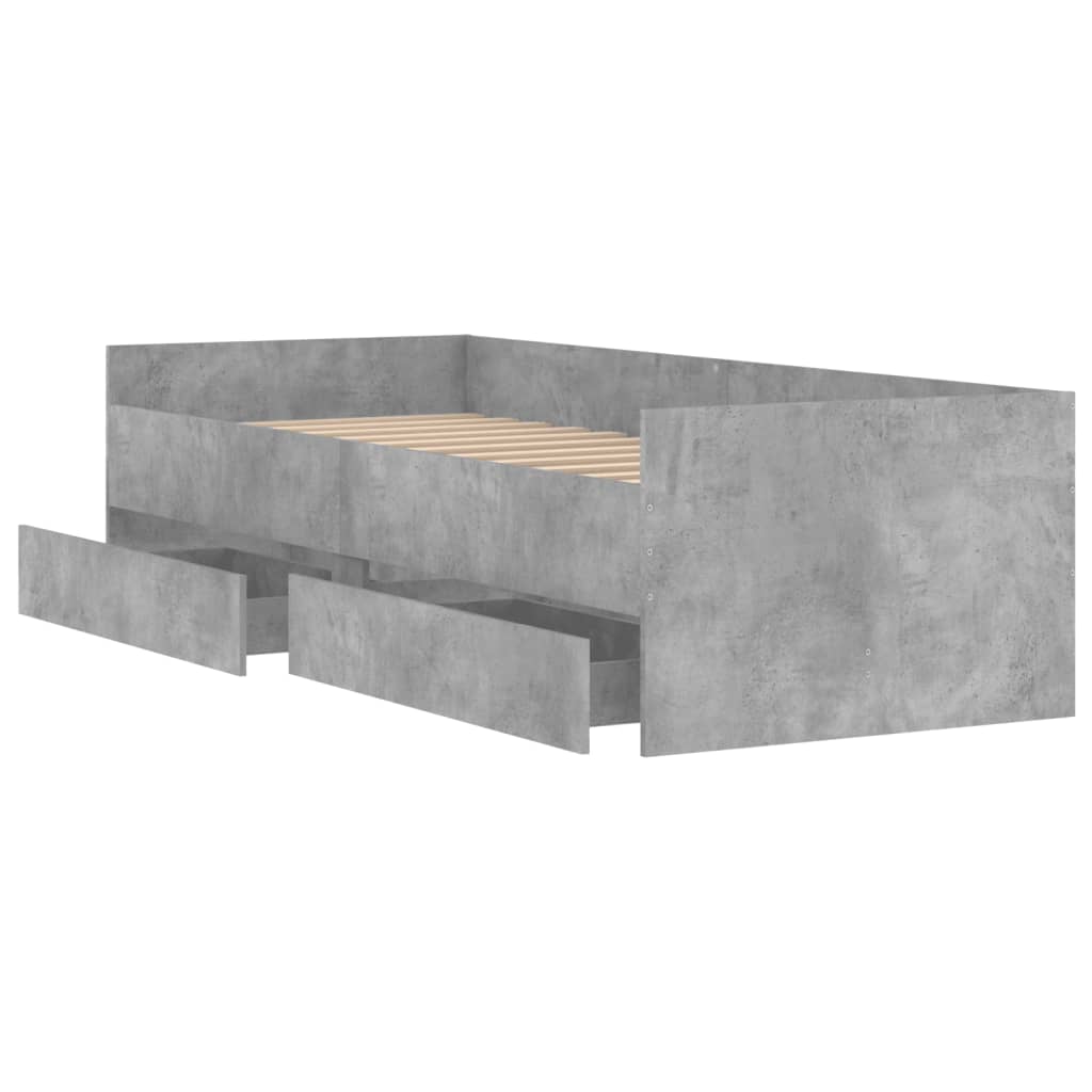 vidaXL Bed Frame with Drawers without Mattress Concrete Grey 100x200 cm