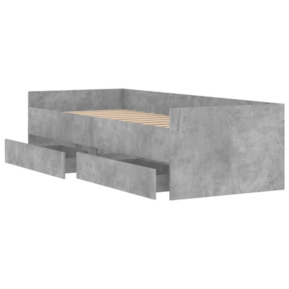 vidaXL Bed Frame with Drawers without Mattress Concrete Grey 100x200 cm