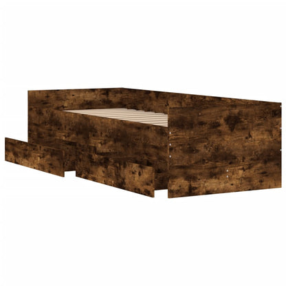 vidaXL Bed Frame | Smoked Oak | Engineered wood | Single | Rectangular | Modern
