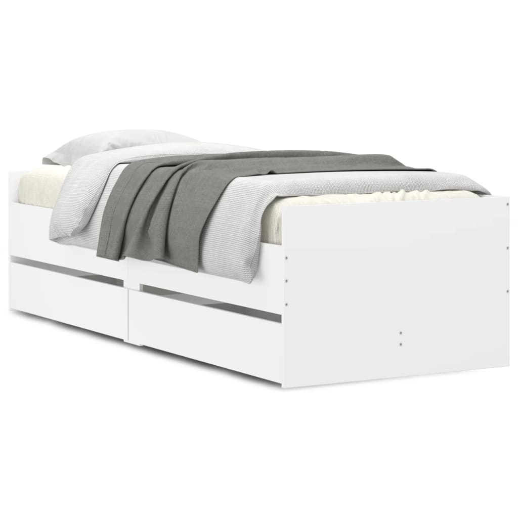 vidaXL Bed Frame | White | Engineered wood | Single | Bed Frame | Rectangular