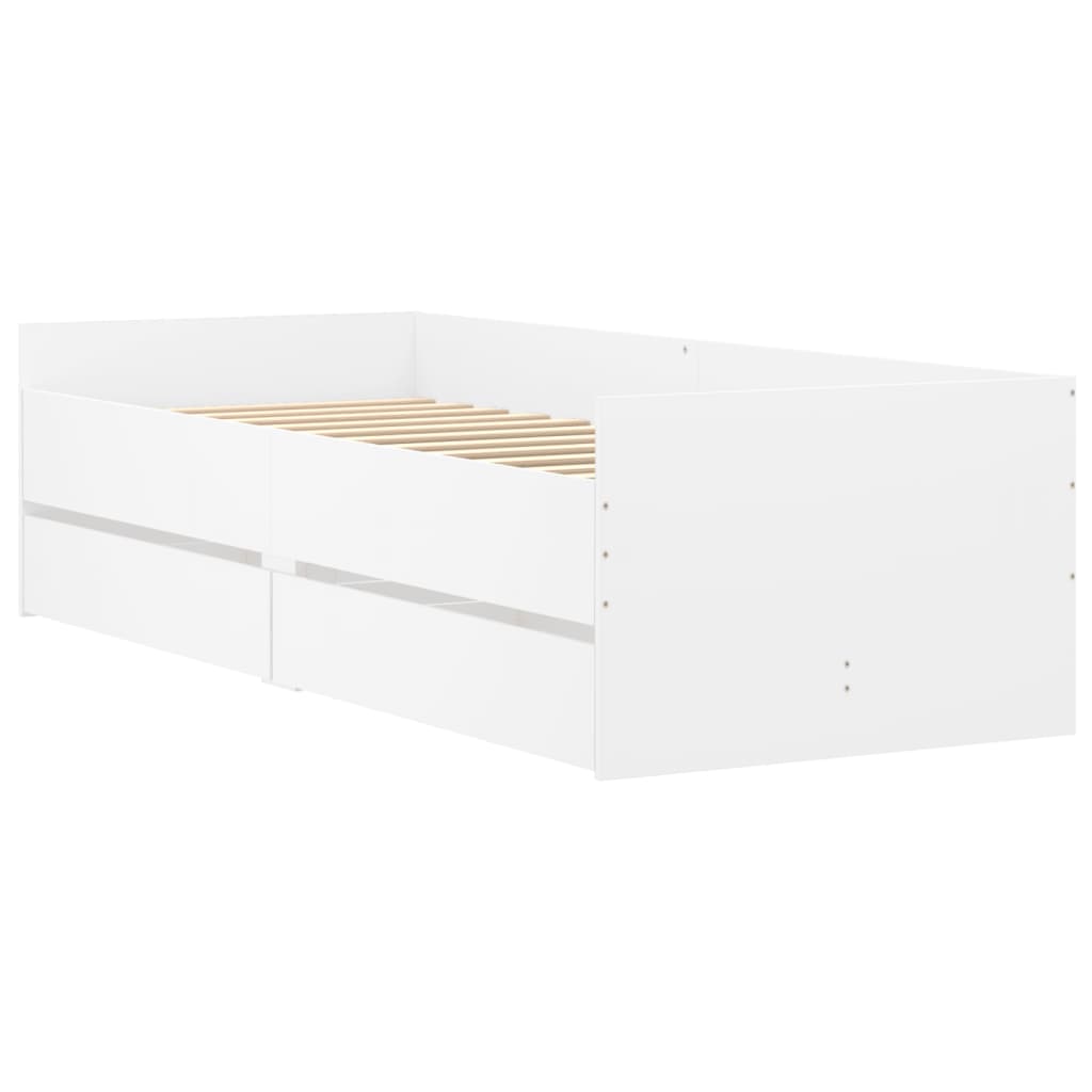 vidaXL Bed Frame | White | Engineered wood | Single | Bed Frame | Rectangular