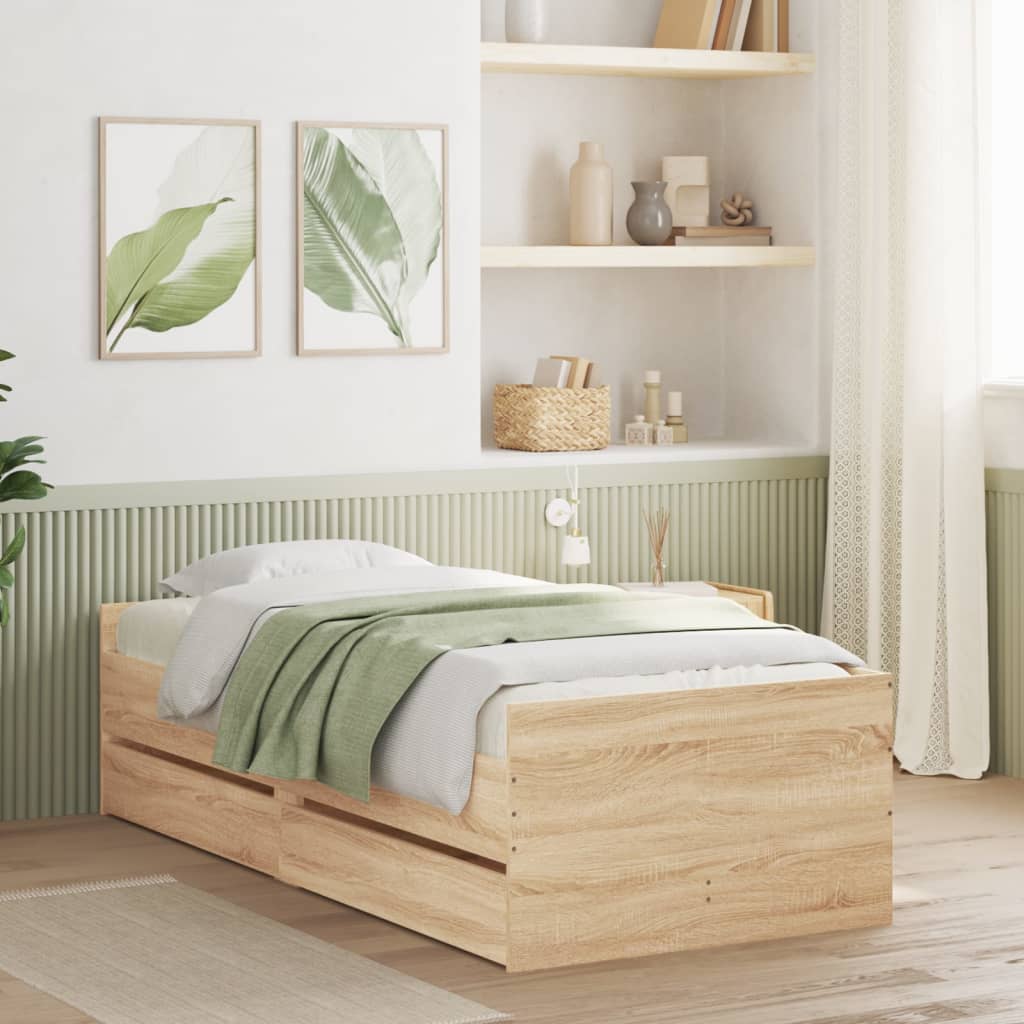 vidaXL Bed Frame | Sonoma oak | Engineered wood | Single | Bed Frame