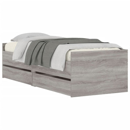 vidaXL Bed Frame | Grey Sonoma | Engineered wood | 90x200 cm | Bed Frame